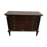Neoclassical chest of drawers in mahogany and brass