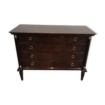 Neoclassical mahogany and brass commode