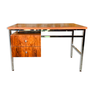 Bureau en palissandre de Rio et chrome par Luigi Bartolini, 1960