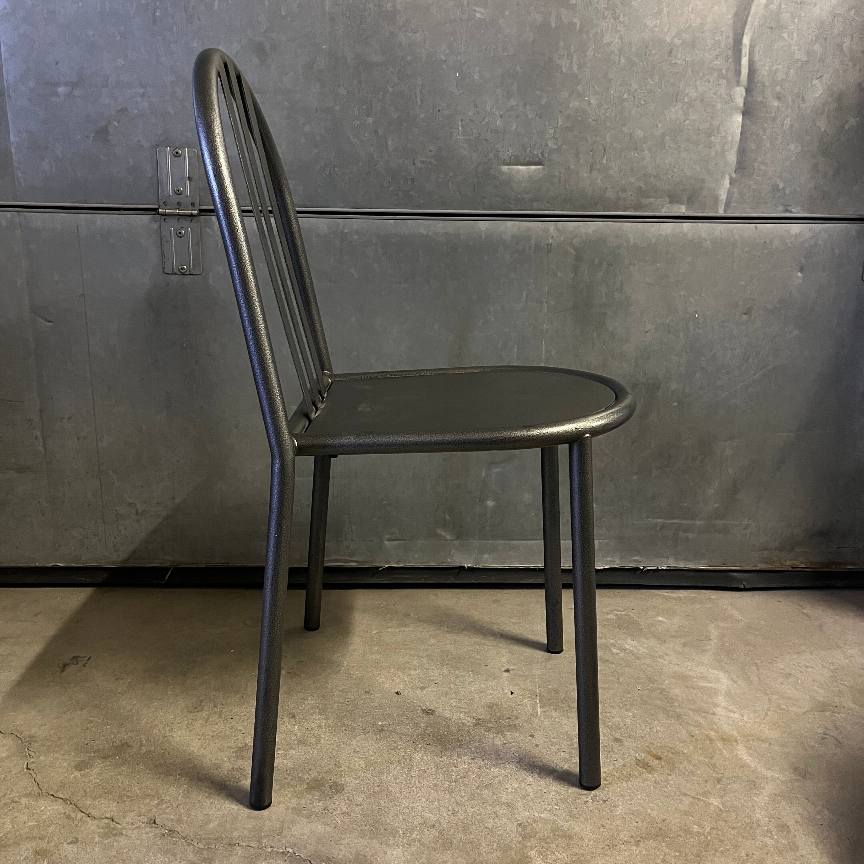 Set of 4 grey metal chairs no. 222 by Robert Mallet-Stevens, edition 80