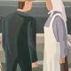Large original Swedish oil on canvas - 'Fiskarpar' by Gunnar Fohlin - Signed - 1987 - vintage and framed