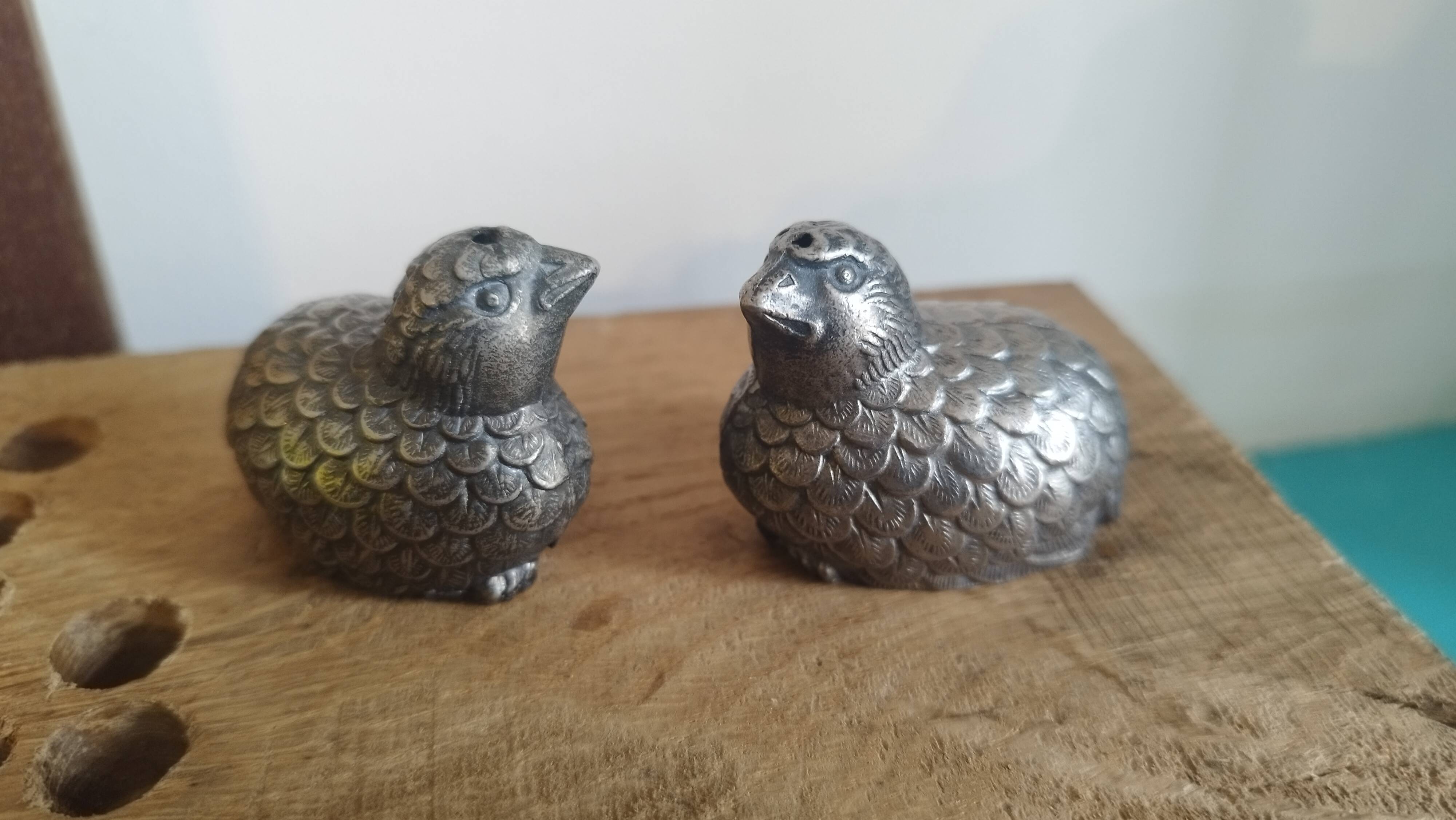 Silver-plated Quail Partridge salt and pepper shakers