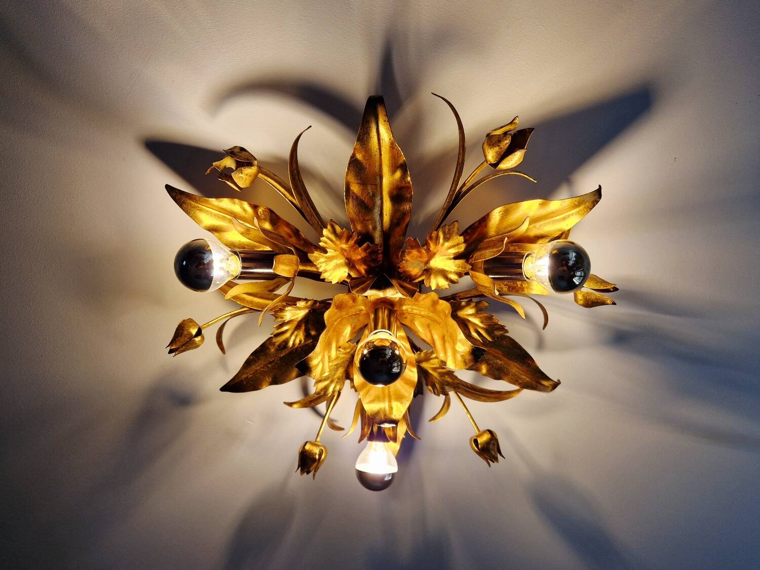 Italian ceiling light in gold-tone metal, 1970s