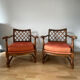 2 fauteuils vintage en bois et tissu