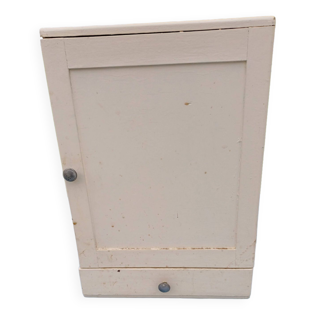Petite armoire de rangements bois cérusé blanc Selency