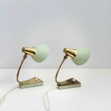 Mid-century night lights in mint green and gold