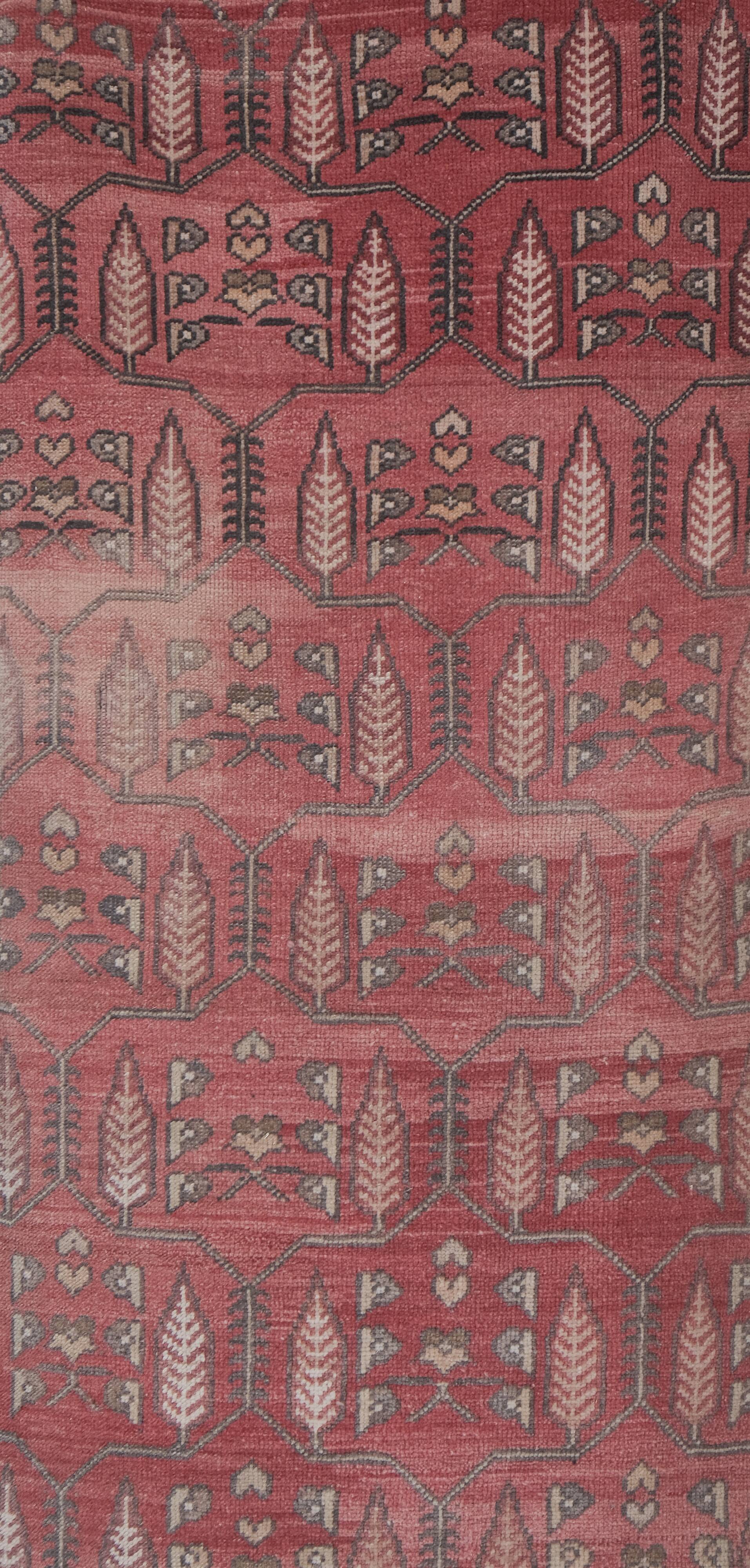 1970s Distressed Tree of Life Pattern Turkish Karapinar Rug 2'6'' x 6'7''