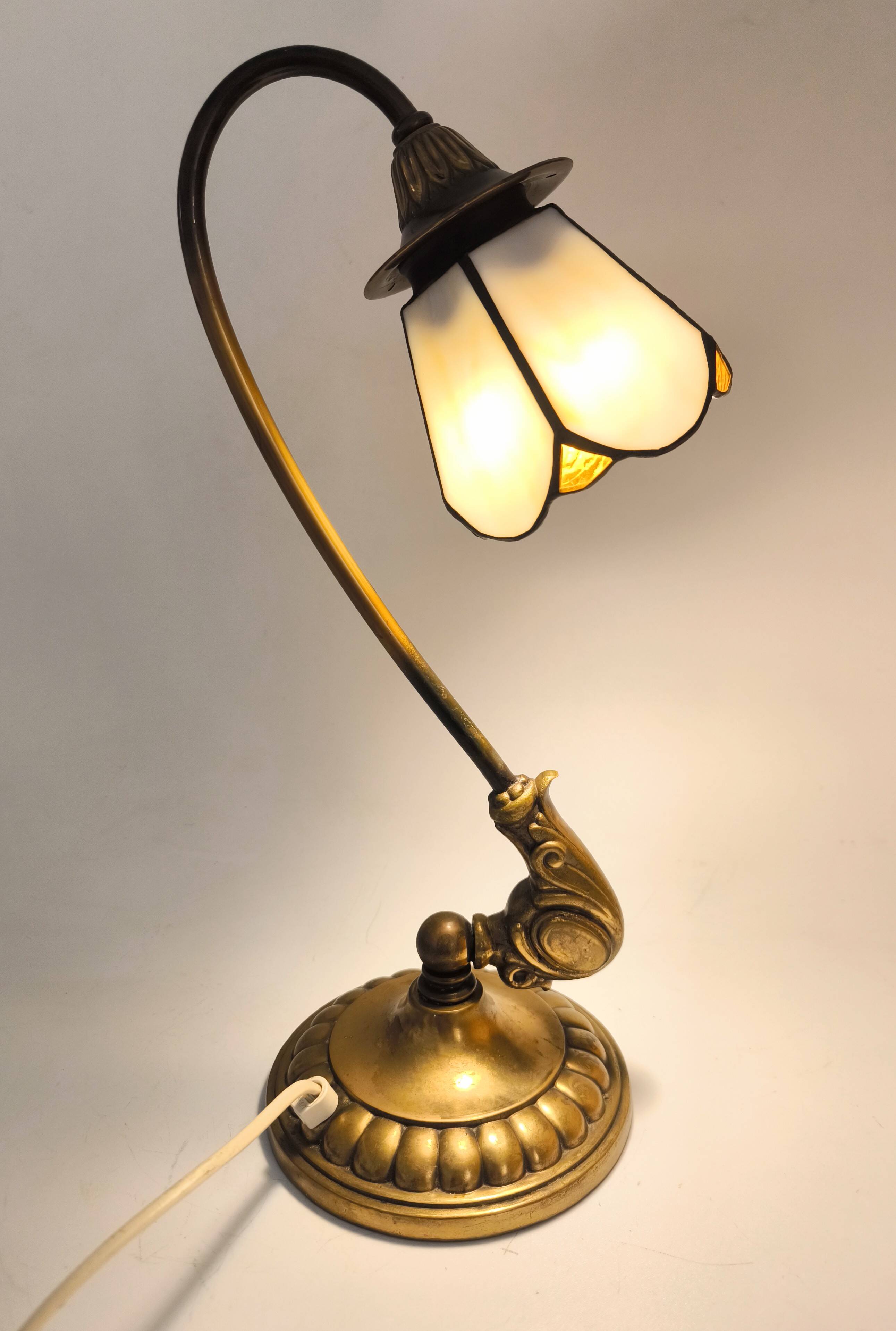 Tiffany-style bronze lamp from the mid-20th century.