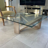 Table basse verre travertin roche bobois