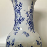 Large antique Delft blue and white porcelain vase signed