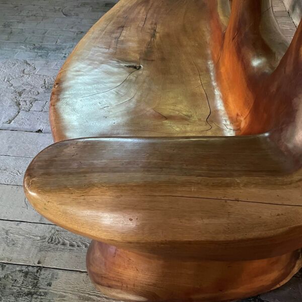 Banc sculptural en bois massif