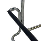 Tabouret de bar vintage en cuir noir et chrome, Italie