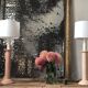 Paire de pieds de lampe en céramique forme bougeoir vintage rose saumoné