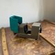 Vintage USSR slide projector in metal enamel blue and gray brand Optical study bulb
