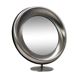 Round anodized brass mirror Italy 1970s