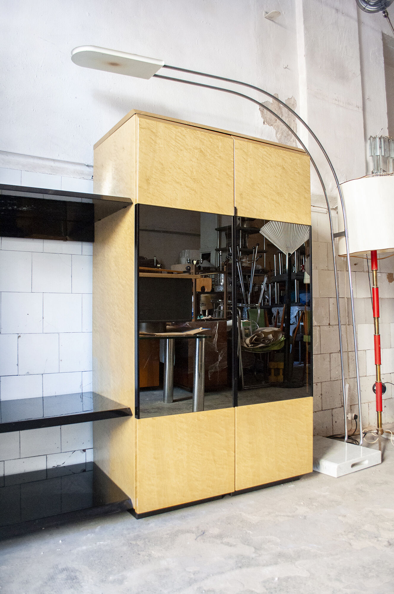 Eye-winked maple sideboard by Giovanni Offredi for Saporiti Italia 1970s