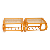 Scandinavian bentwood and glass bedside tables from Gemla, 1920s, set of 2