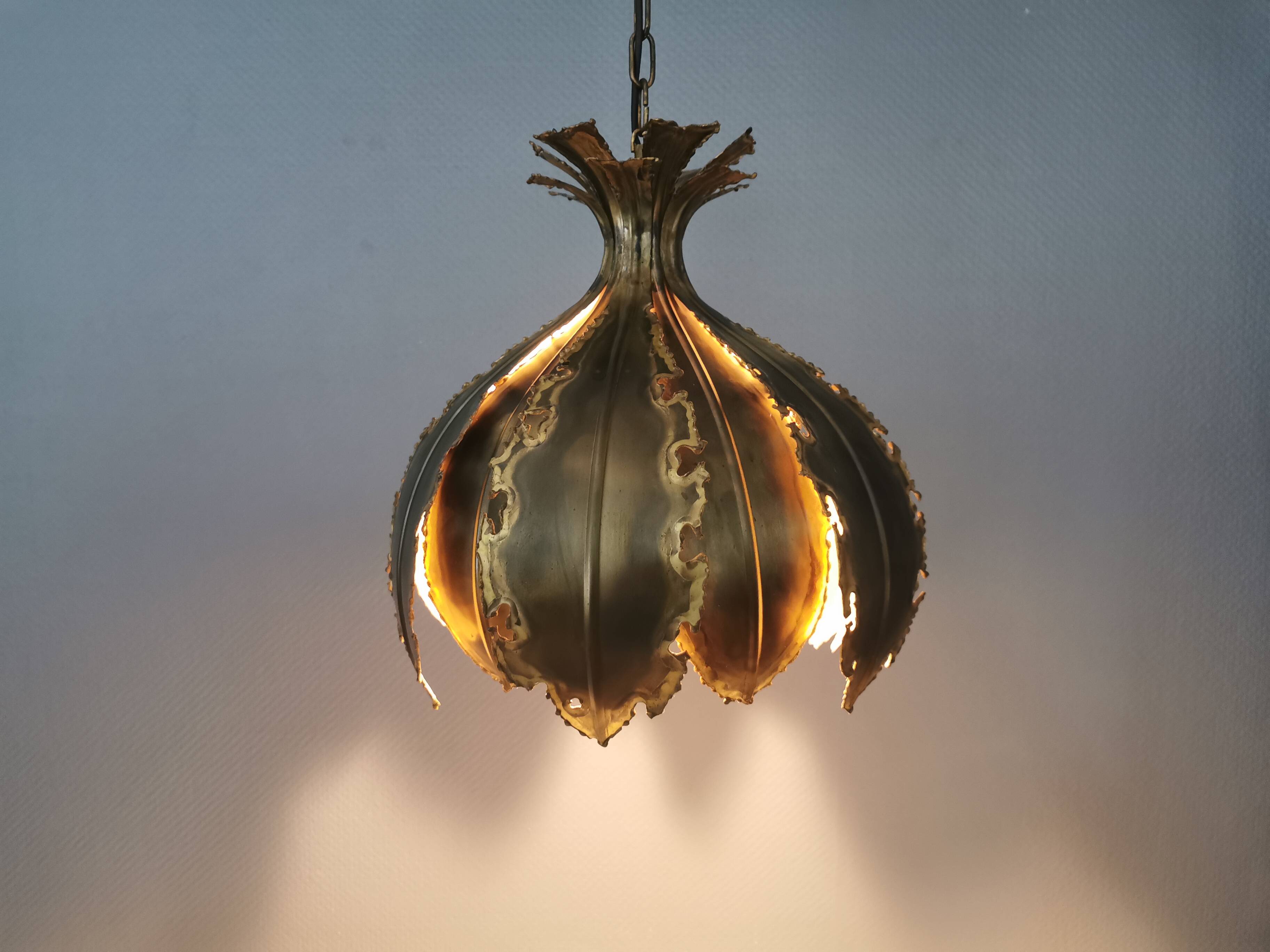Large Brutalist hanging lamp by Svend Aage Holm Sørensen (SAHS) Denmark 60s