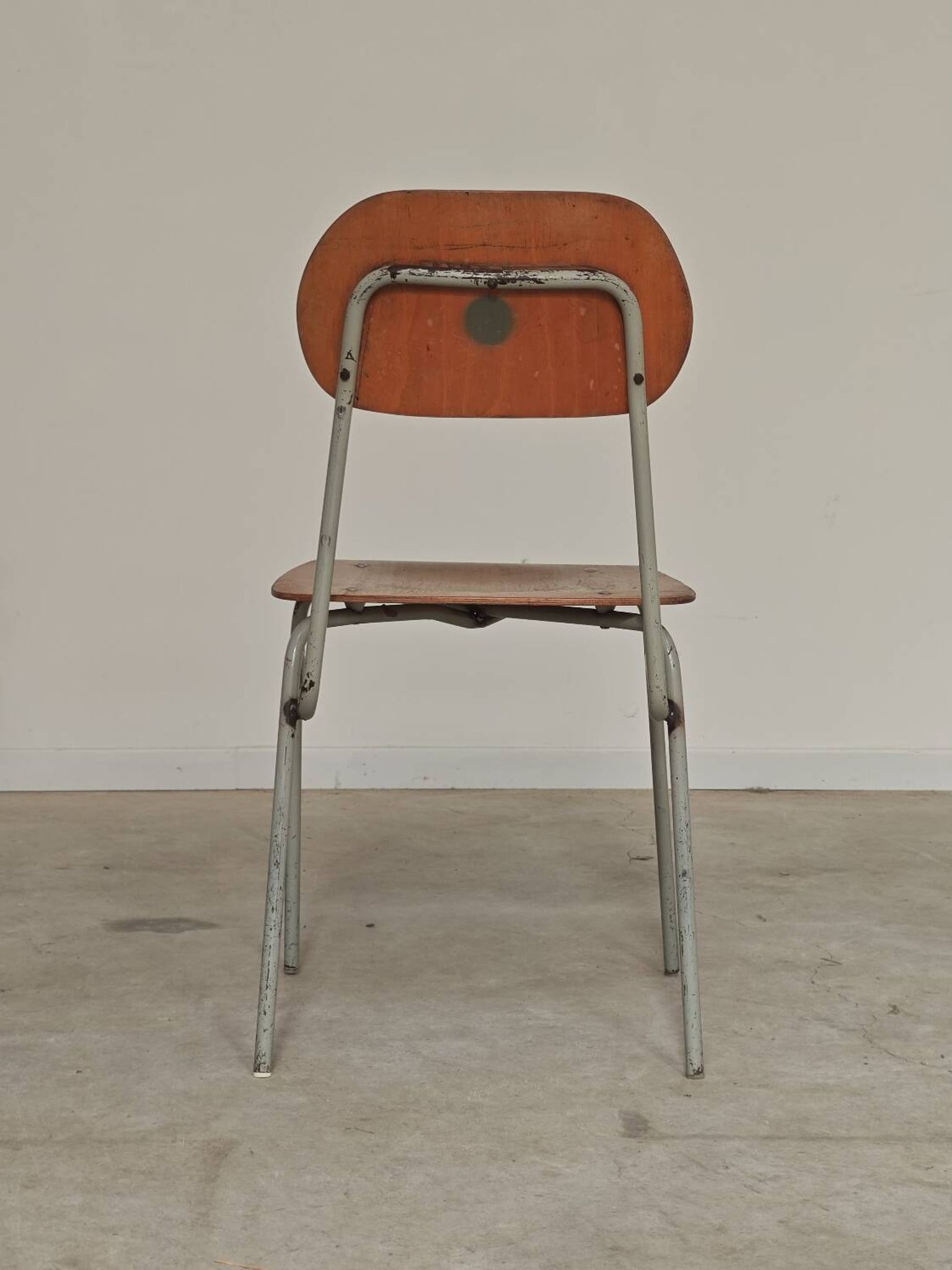 Set of 6 metal and wood school chairs  
Former Czechoslovakia 1960