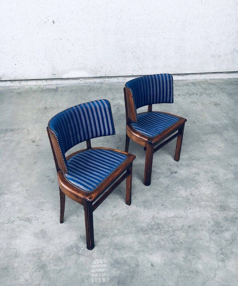 Set of Art Deco Curved Back Side Chairs, France, 1930s