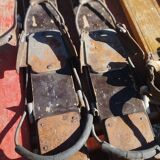 3 pairs of old skis