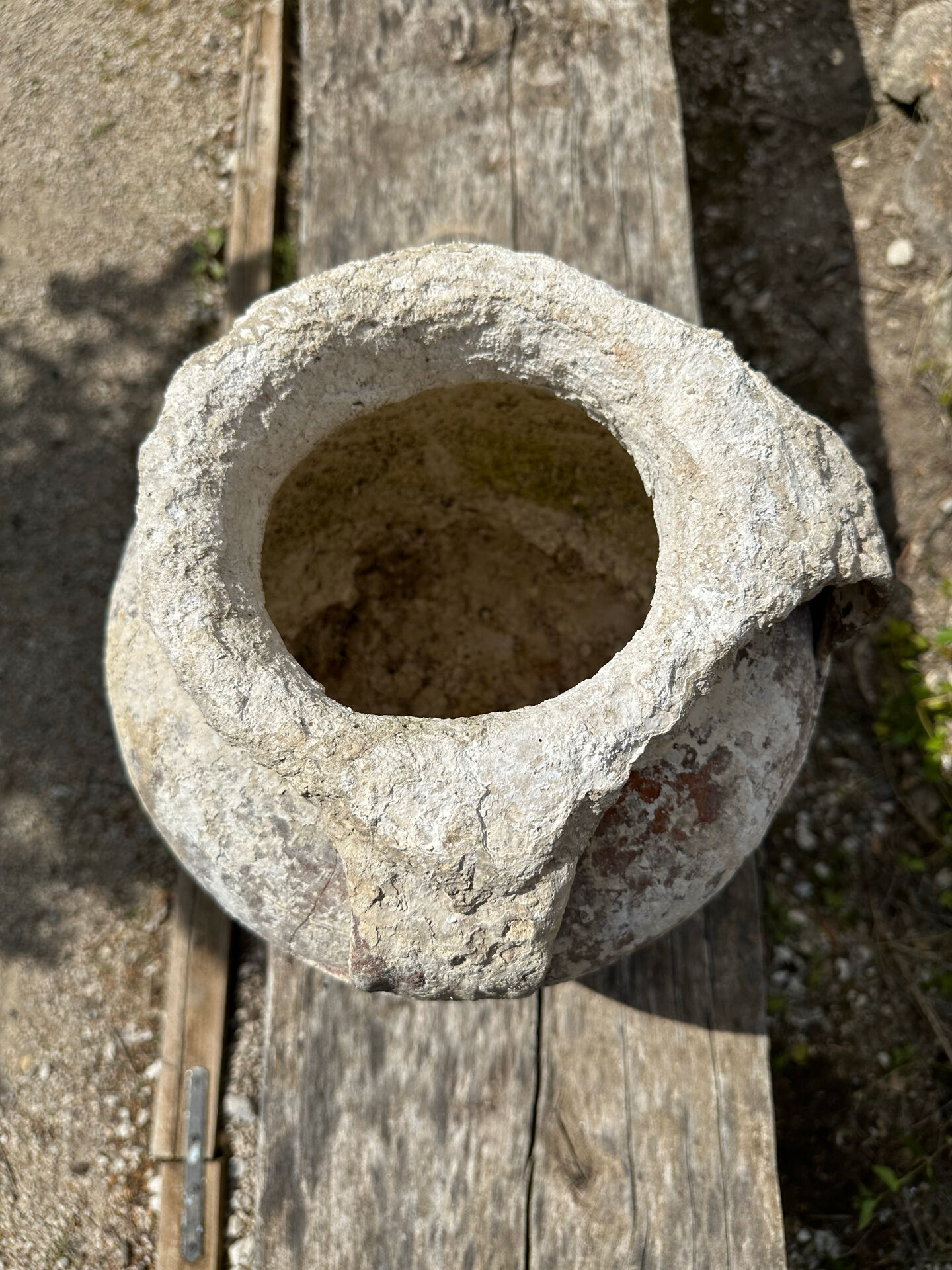 Ancient terracotta pottery jar from the 19th century.