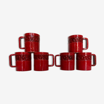 Set de 6 mugs en terre vernissée Bitossi Italy 1960