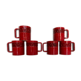 Set of 6 mugs in glazed earth Bitossi Italy 1960