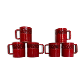 Set of 6 mugs in glazed earth Bitossi Italy 1960