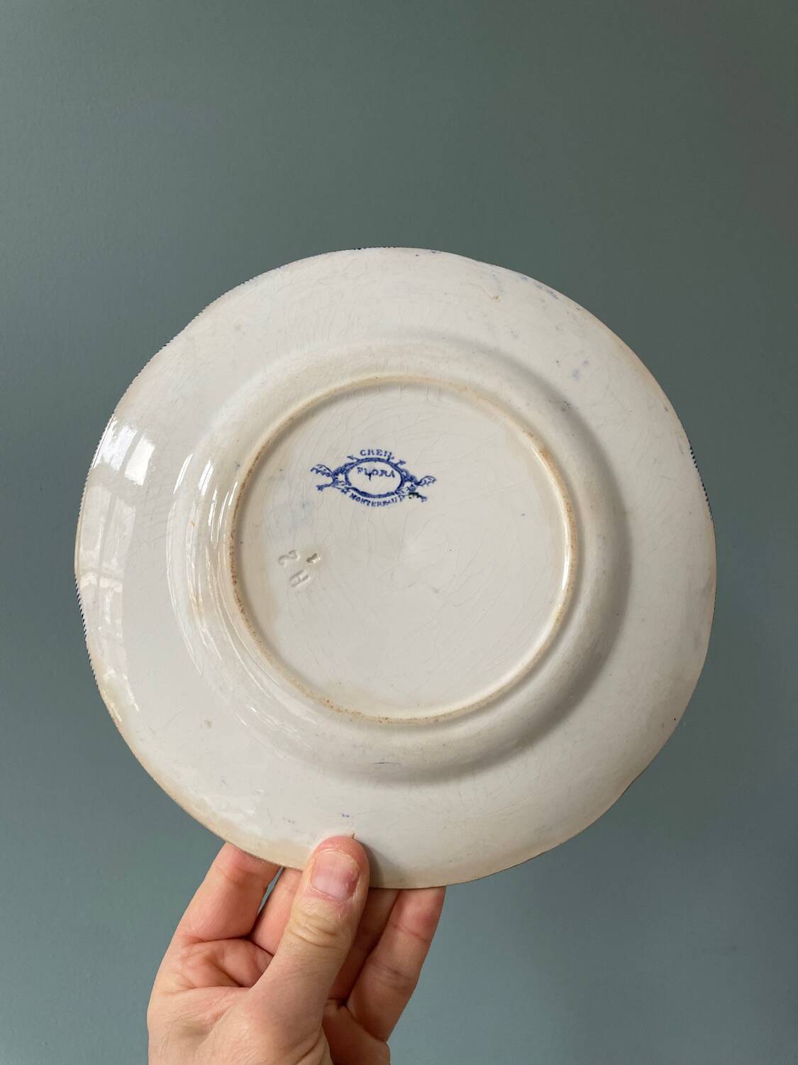 Series of 9 Creil Montereau plates, Flora model