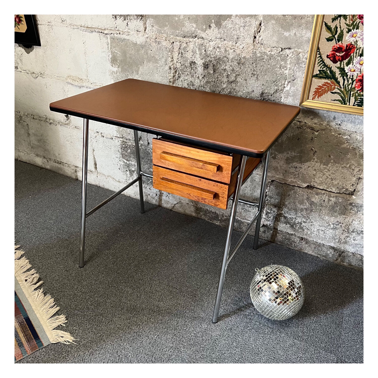 Bureau vintage métal et bois