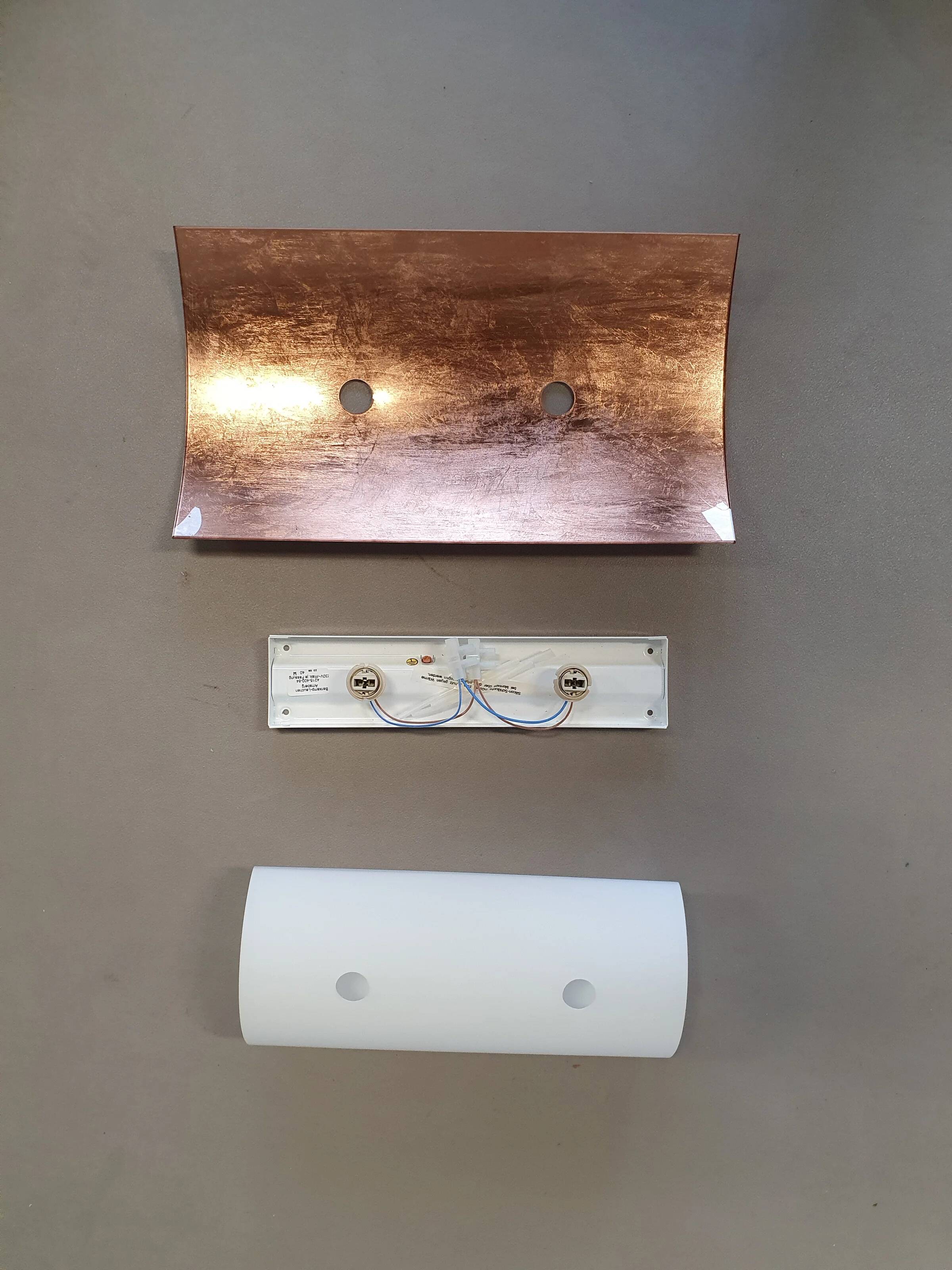 3 x Bankamp Leuchten sconces / wall lights '80s white glass / glass with a layer of copper