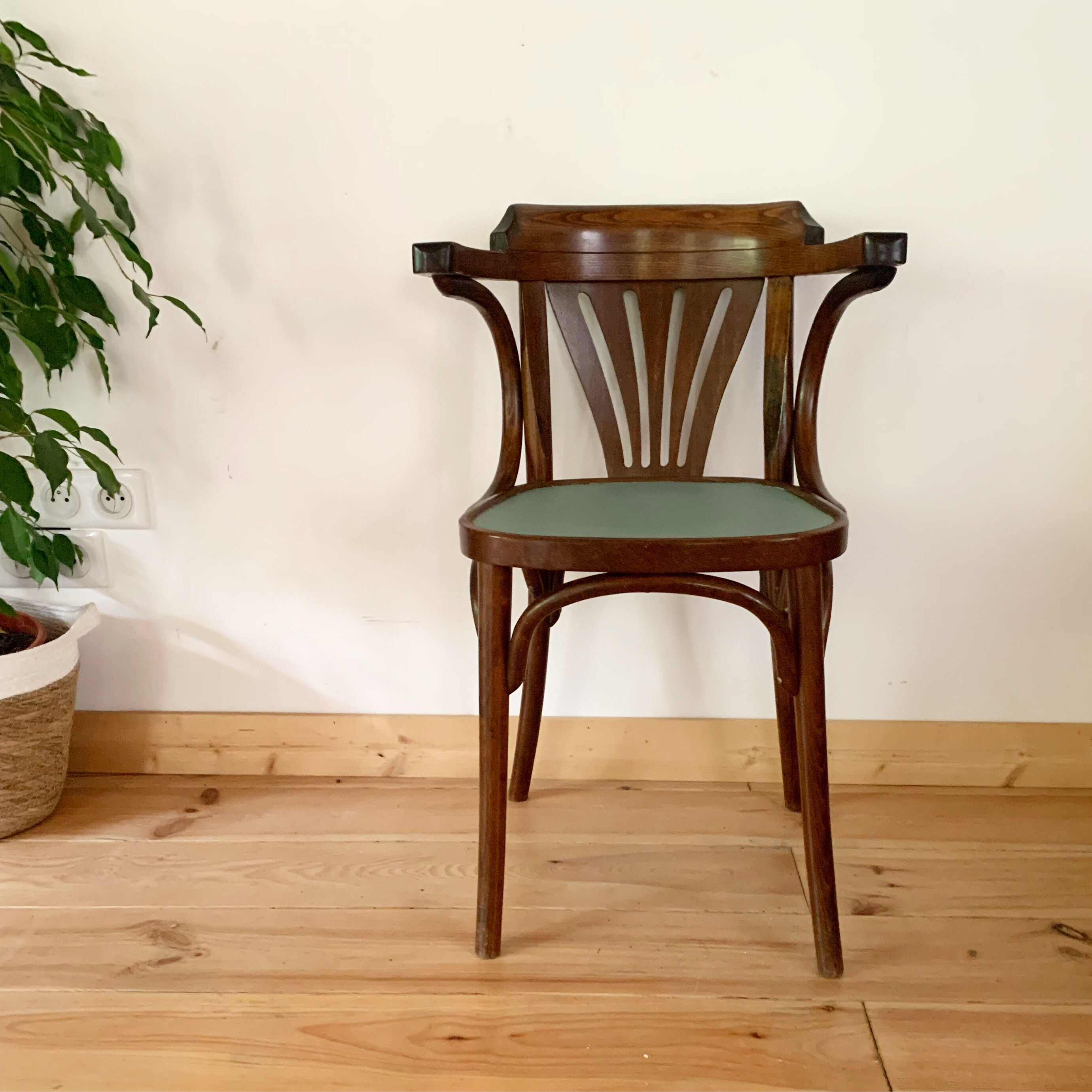 Vintage bistro chair with armrests