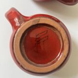 Set of 2 glazed ceramic cups by Robert Picault, Vallauris 1950