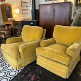 Paire de fauteuils en velours 1960