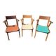 Set of 3 bridge chairs with tapered legs from the 1950s/60s.