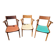 Set of 3 bridge chairs with tapered legs from the 1950s/60s.