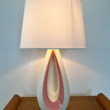 Organic design lamp in white and pink ceramic circa 1950