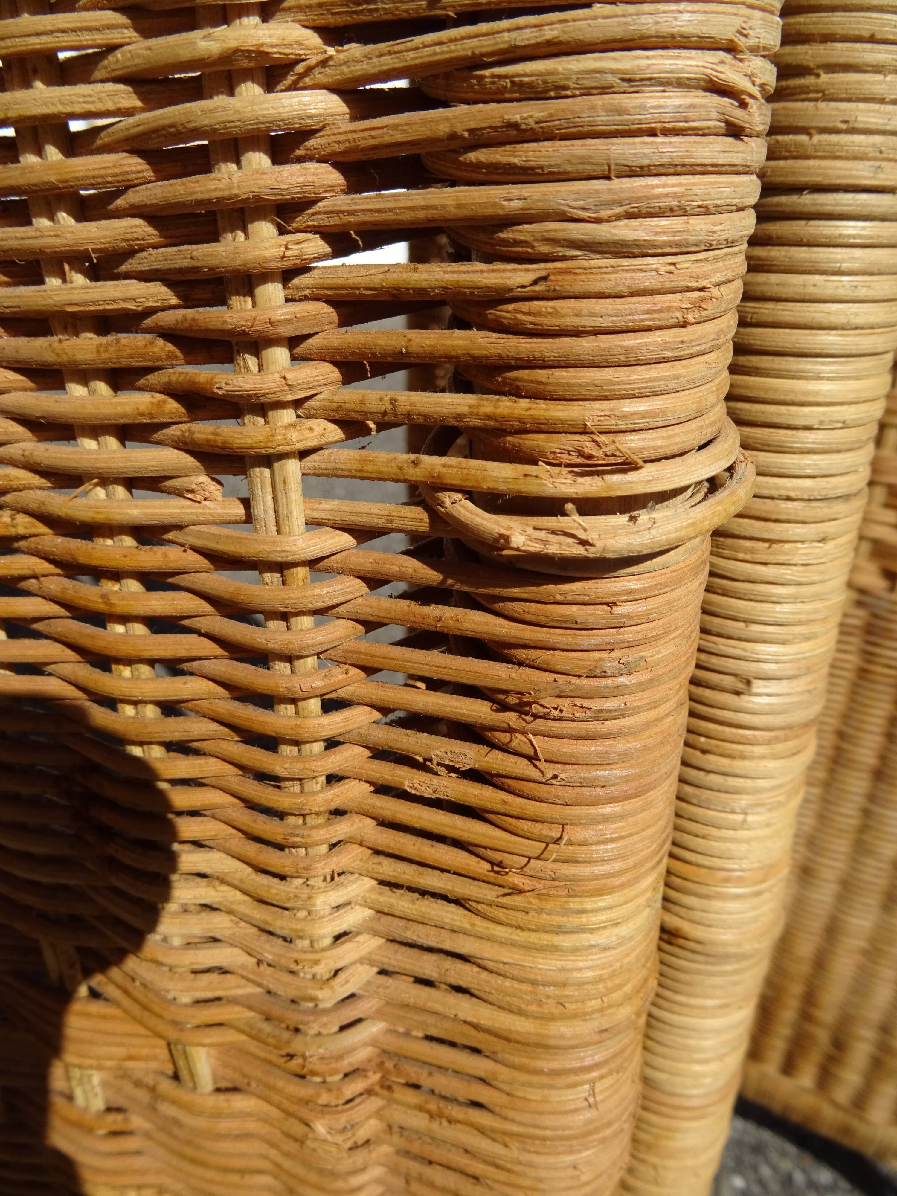 Vintage rattan and bamboo basketry screen