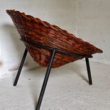 Pair of wicker basket armchairs