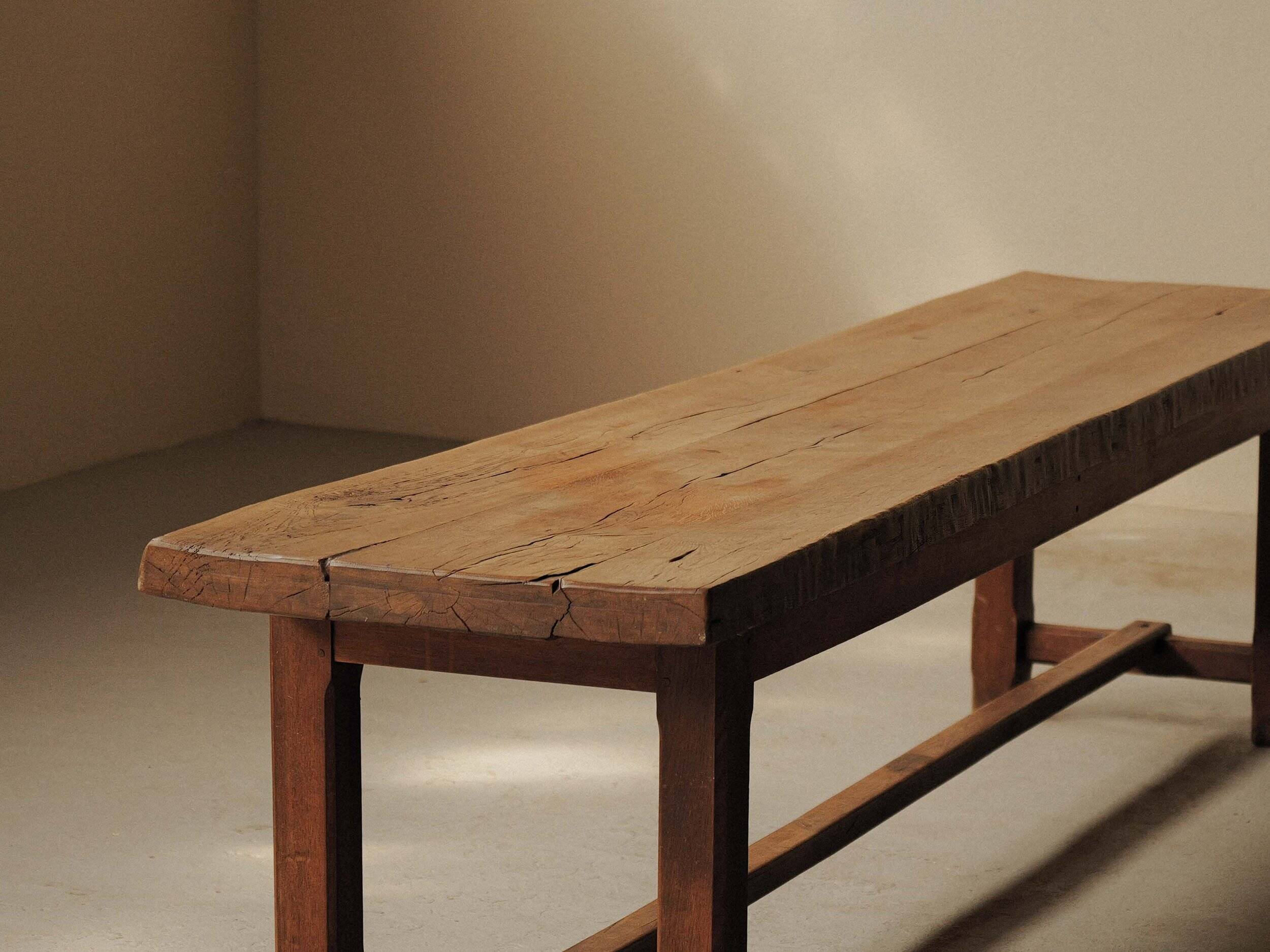 Large solid wood table, handcrafted.