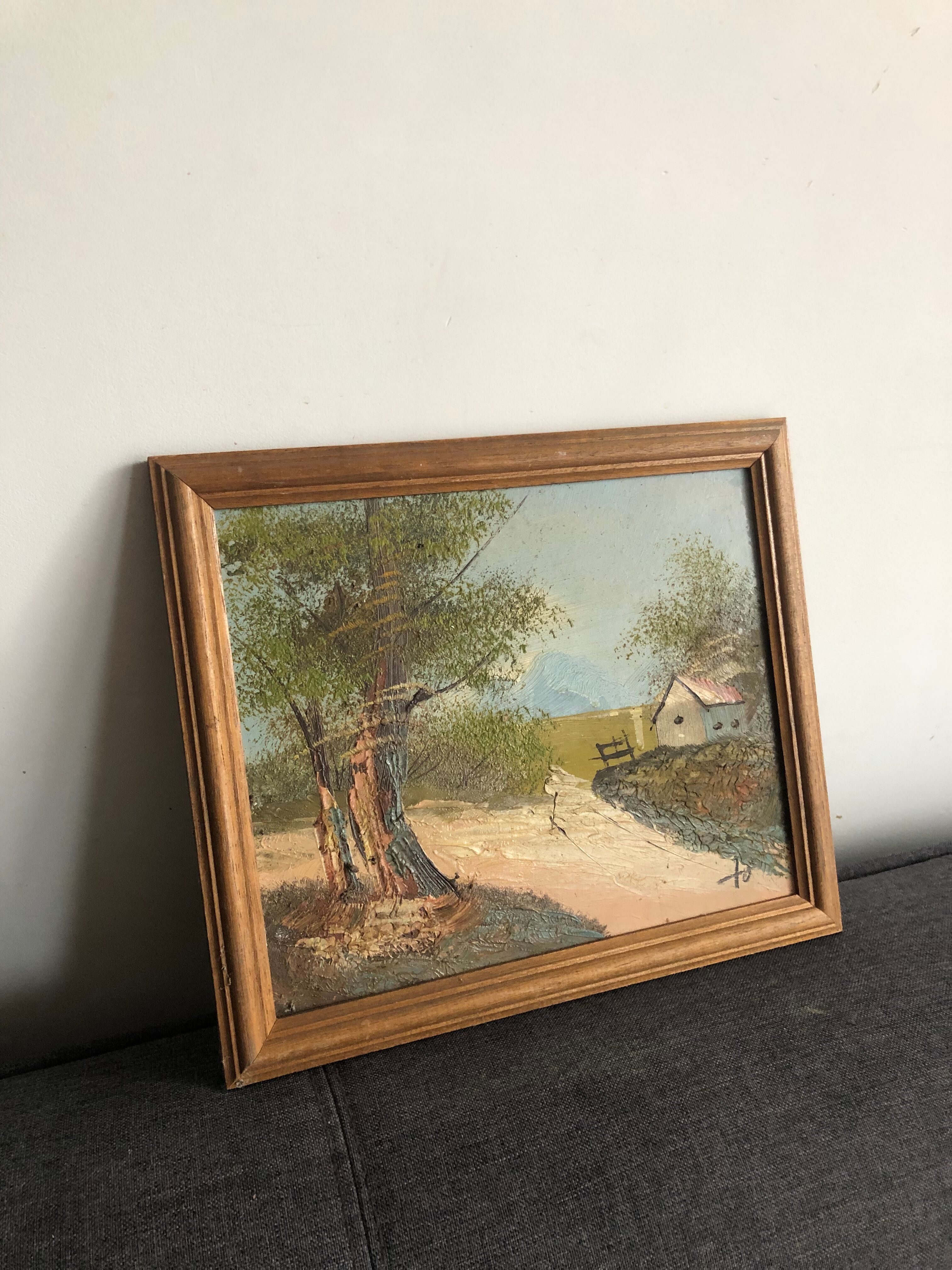 Oil on canvas countryside landscape