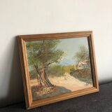 Oil on canvas countryside landscape