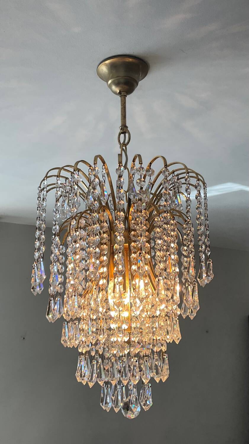 70s crystal tassel cascade chandelier