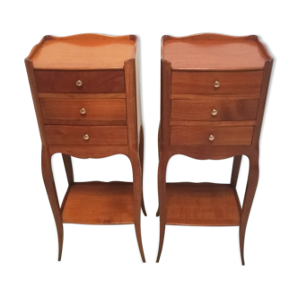 Pair of bedsides in cherry tree in the style of Louis XV