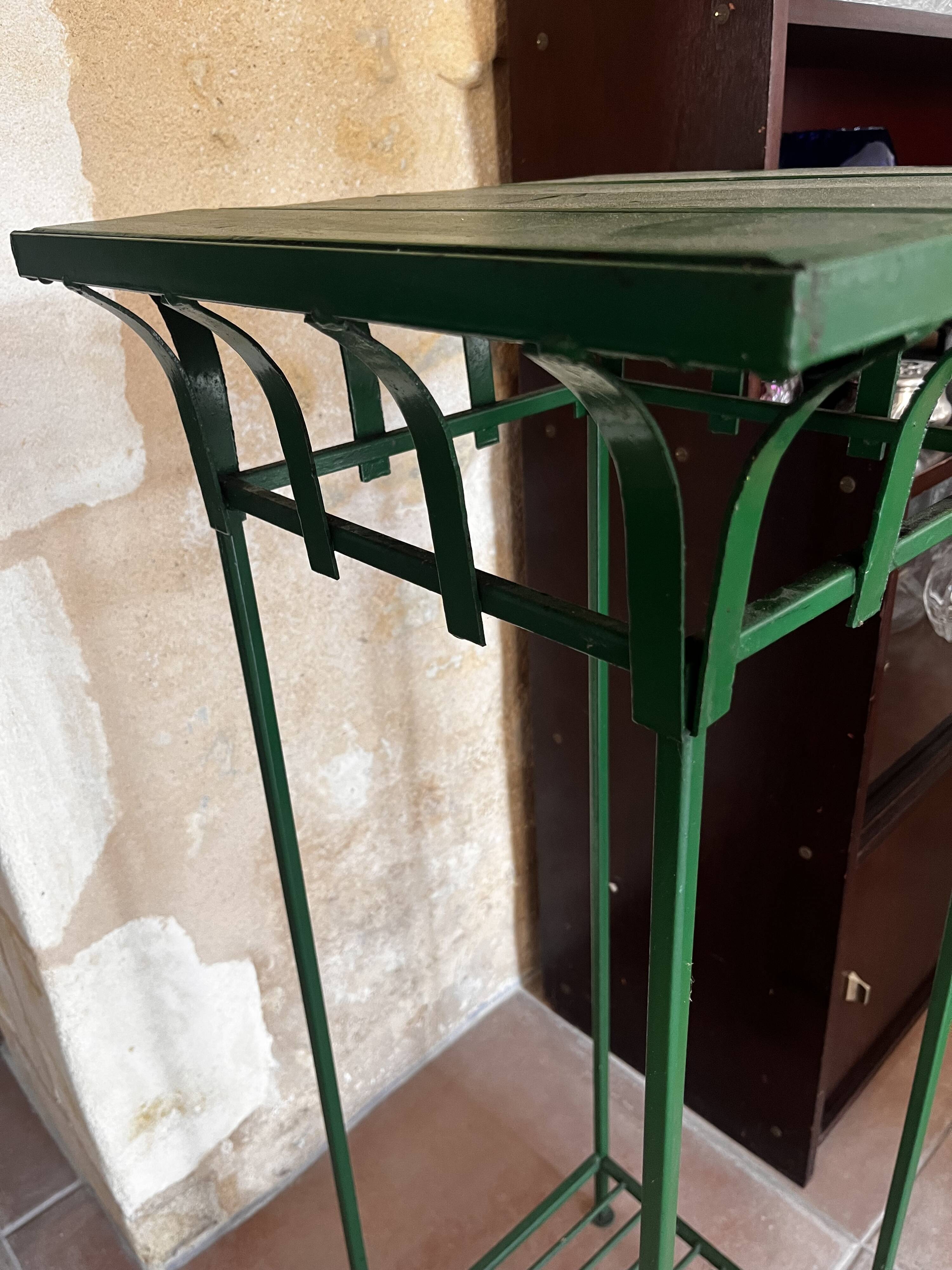 Metal and wood console table