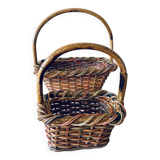 Pair of colorful wicker baskets