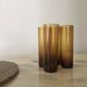 Set of 4 smoky amber brown water/orangeade glasses, France 1970.