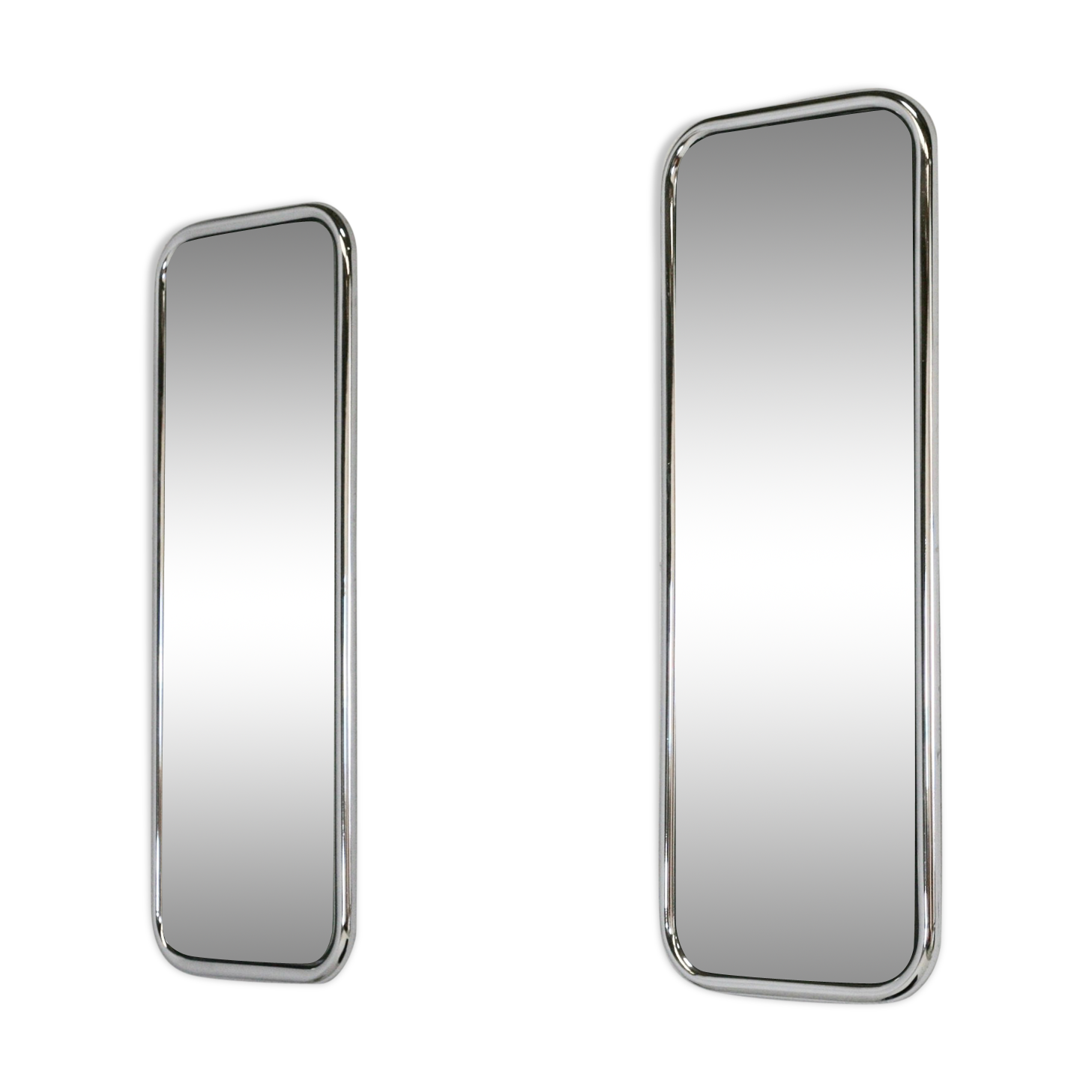 Pair of 70s tubular mirrors, chrome steel