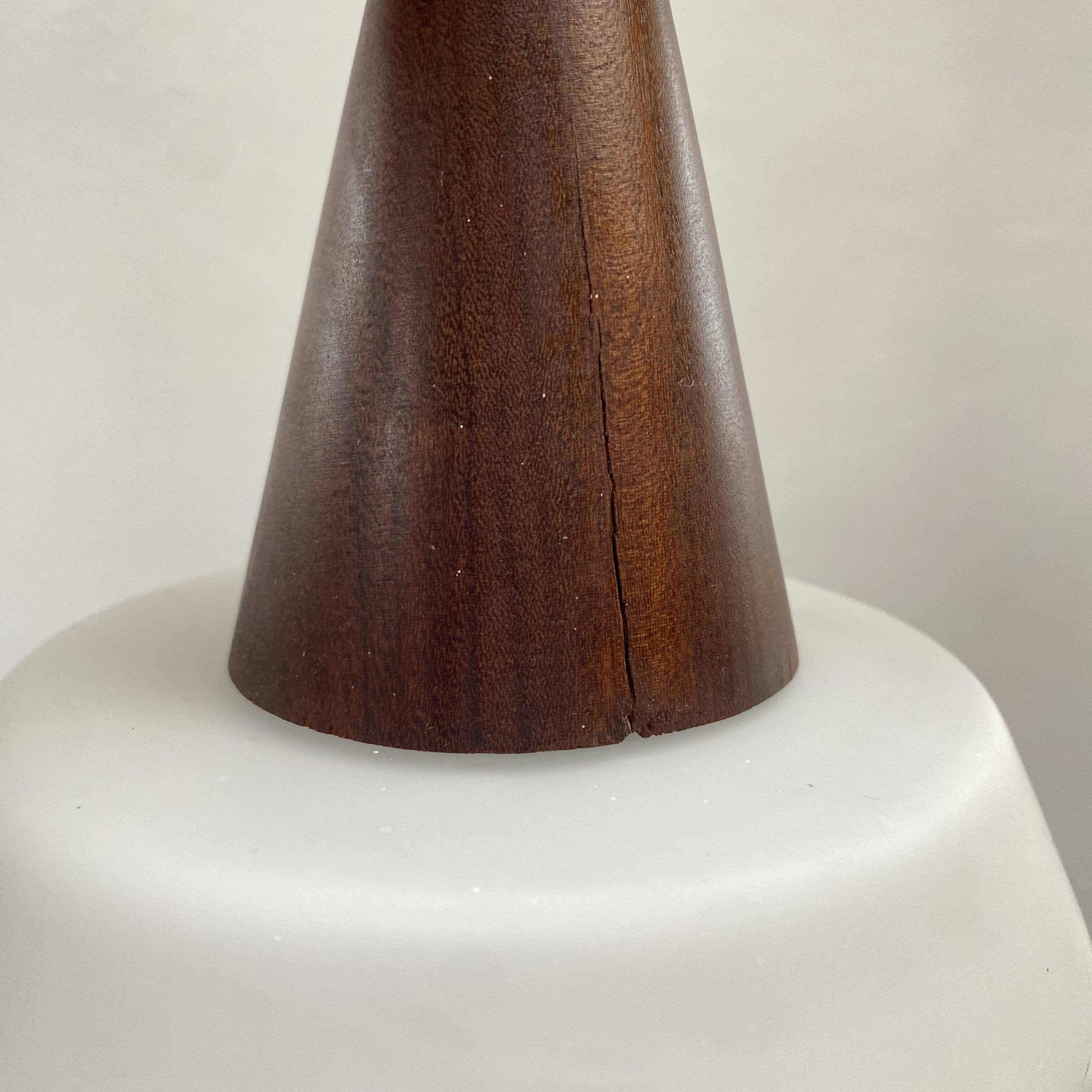 Teak and opaline pendant light from the 60s by Louis Kalff for Philips